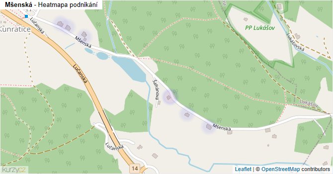 Mšenská - mapa podnikání