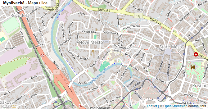 Myslivecká - mapa ulice