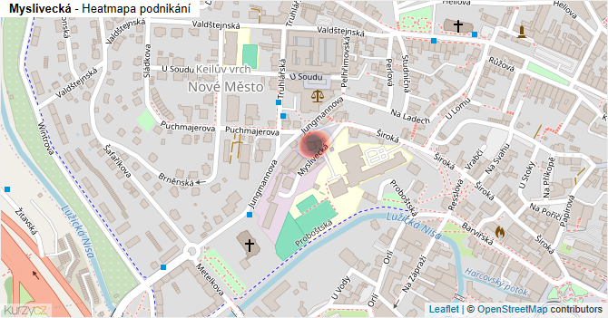 Myslivecká - mapa podnikání