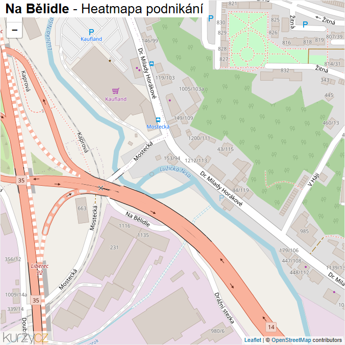 Mapa Na Bělidle - Firmy v ulici.