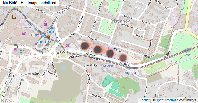 Na Bídě - mapa podnikání