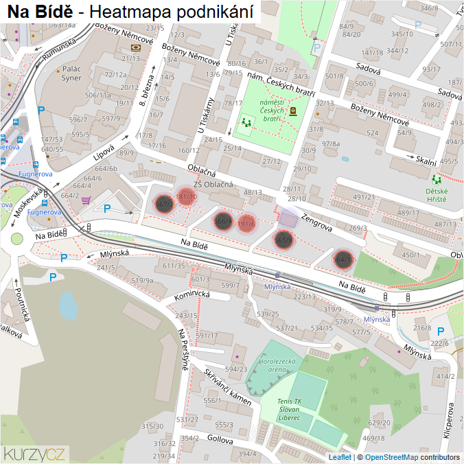 Mapa Na Bídě - Firmy v ulici.