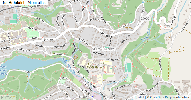 Na Bohdalci - mapa ulice