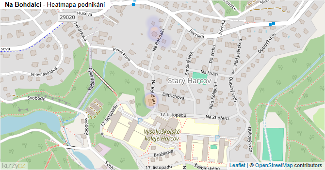 Na Bohdalci - mapa podnikání