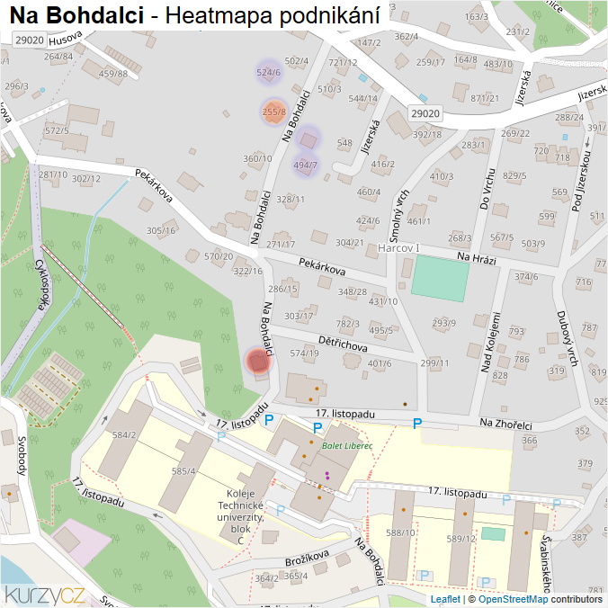 Mapa Na Bohdalci - Firmy v ulici.