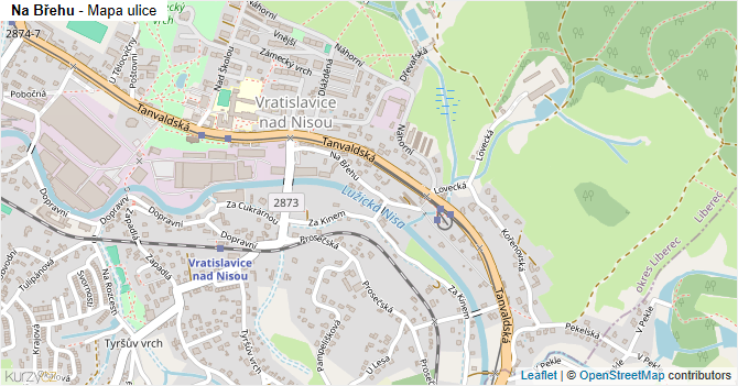 Na Břehu - mapa ulice
