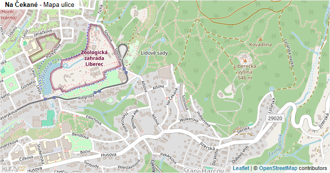 Na Čekané - mapa ulice