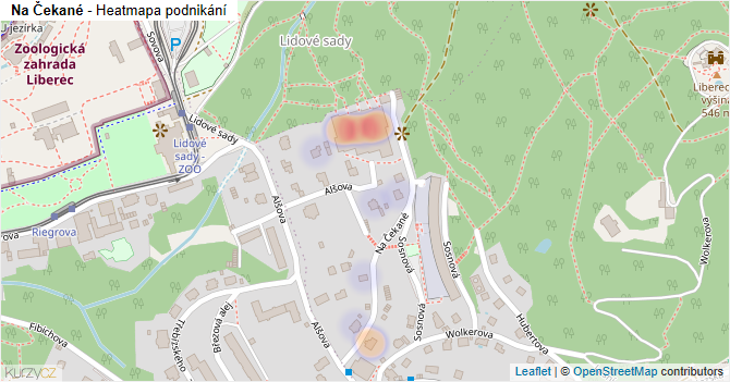 Na Čekané - mapa podnikání