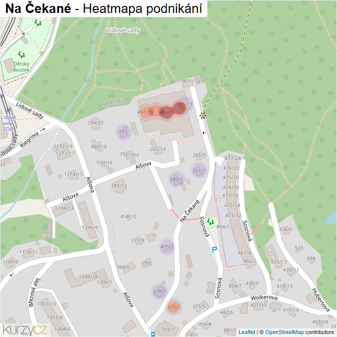 Mapa Na Čekané - Firmy v ulici.