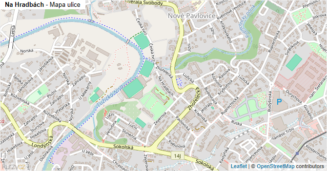 Na Hradbách - mapa ulice