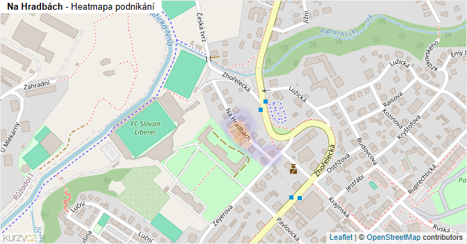 Na Hradbách - mapa podnikání