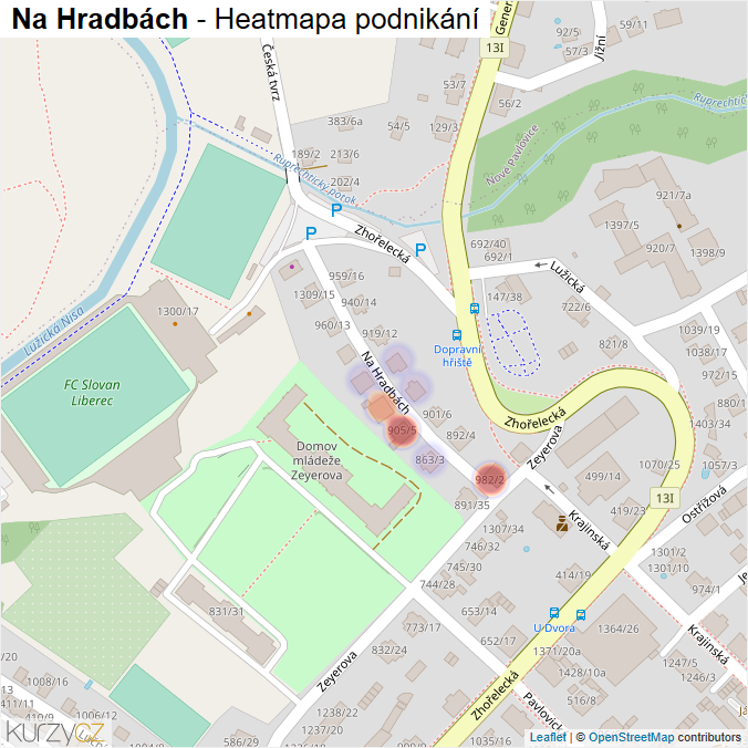 Mapa Na Hradbách - Firmy v ulici.