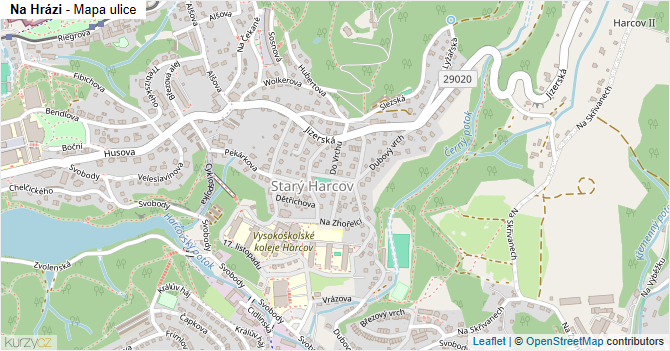 Na Hrázi - mapa ulice