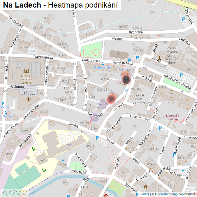 Mapa Na Ladech - Firmy v ulici.