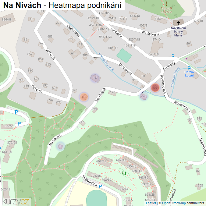 Mapa Na Nivách - Firmy v ulici.