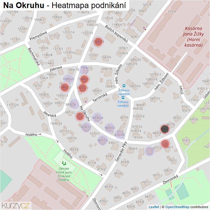 Mapa Na Okruhu - Firmy v ulici.