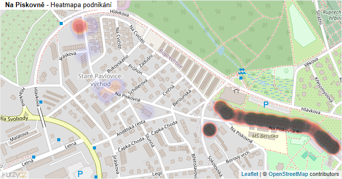 Na Pískovně - mapa podnikání