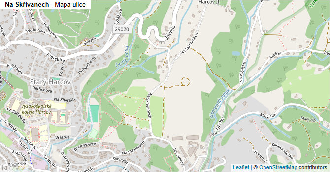 Na Skřivanech - mapa ulice
