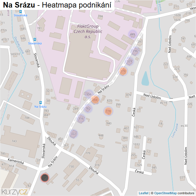 Mapa Na Srázu - Firmy v ulici.
