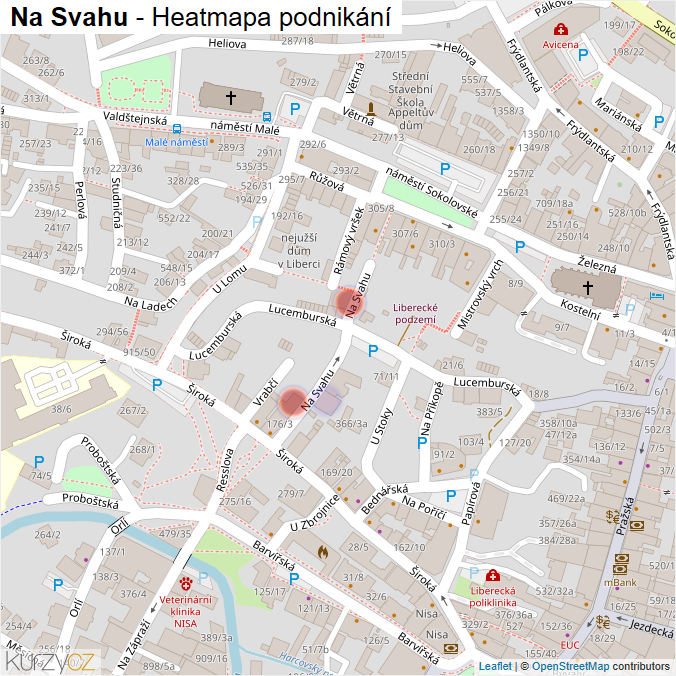 Mapa Na Svahu - Firmy v ulici.