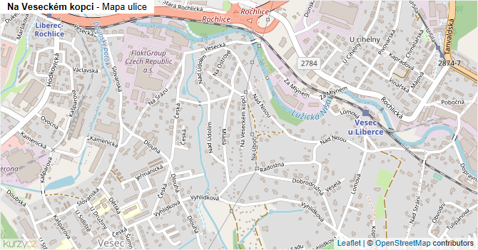 Na Veseckém kopci - mapa ulice