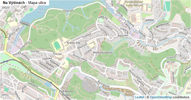 Na Výšinách - mapa ulice