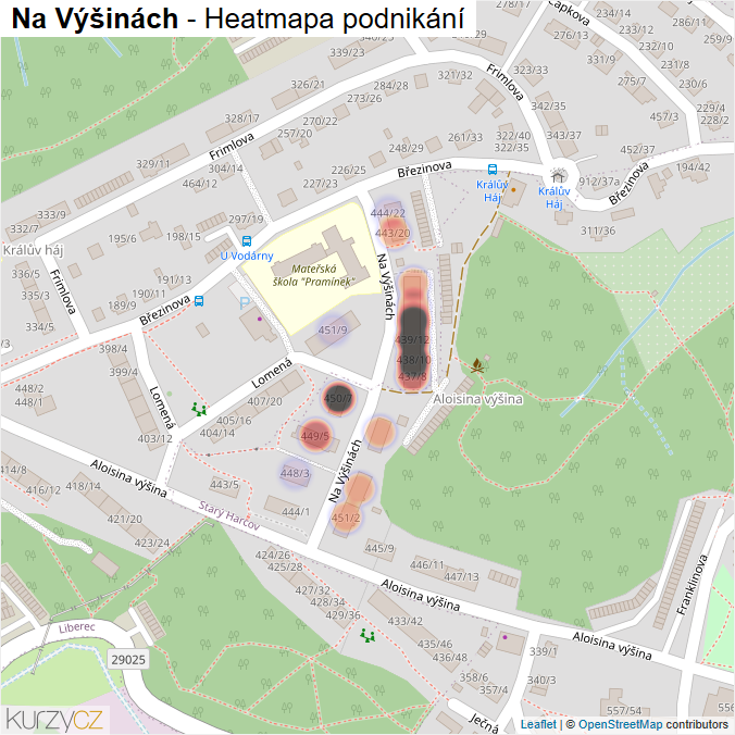 Mapa Na Výšinách - Firmy v ulici.
