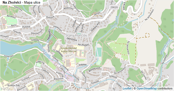 Na Zhořelci - mapa ulice