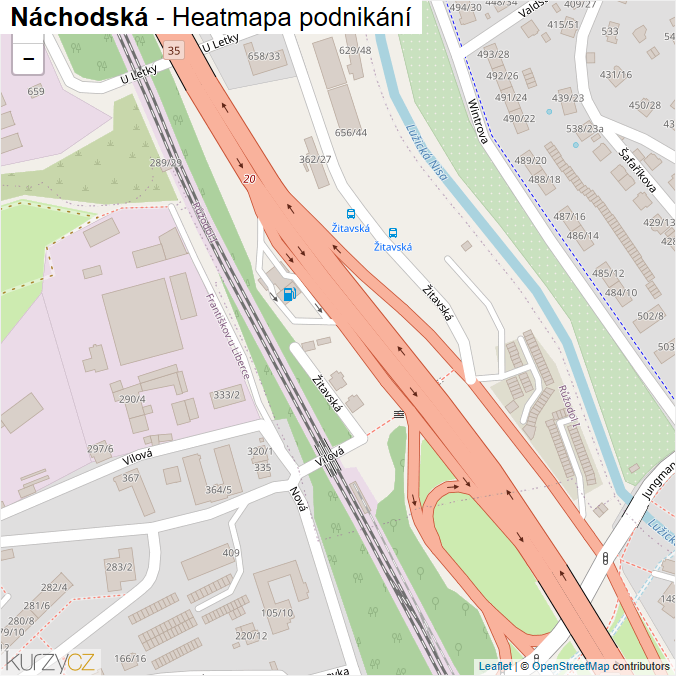 Mapa Náchodská - Firmy v ulici.