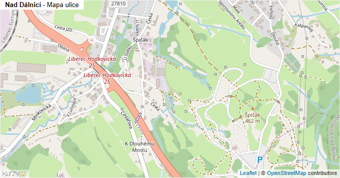 Nad Dálnicí - mapa ulice