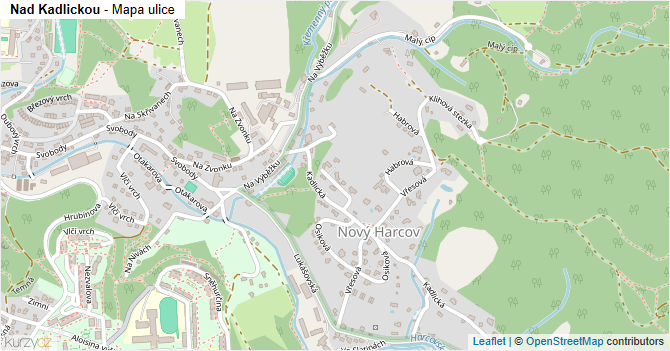 Nad Kadlickou - mapa ulice