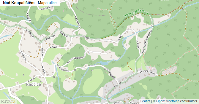 Nad Koupalištěm - mapa ulice