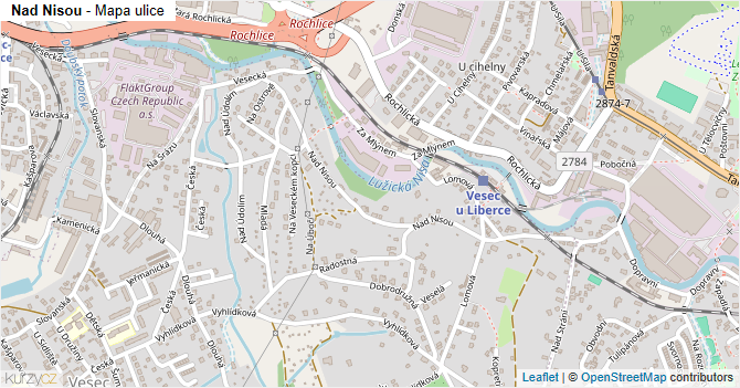 Nad Nisou - mapa ulice