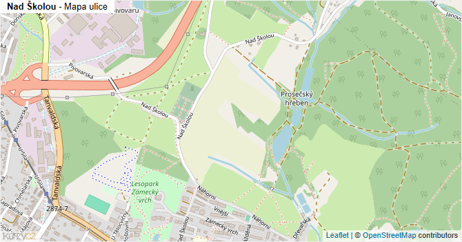 Nad Školou - mapa ulice