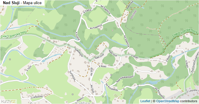 Nad Slují - mapa ulice