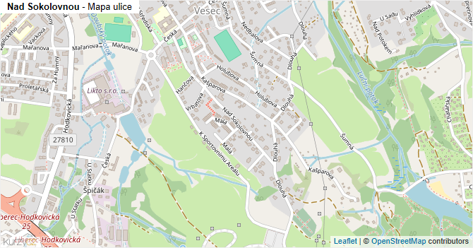 Nad Sokolovnou - mapa ulice