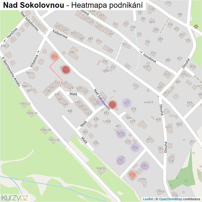 Mapa Nad Sokolovnou - Firmy v ulici.