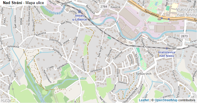 Nad Strání - mapa ulice