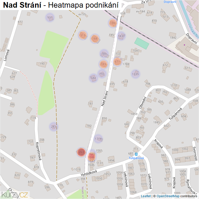 Mapa Nad Strání - Firmy v ulici.