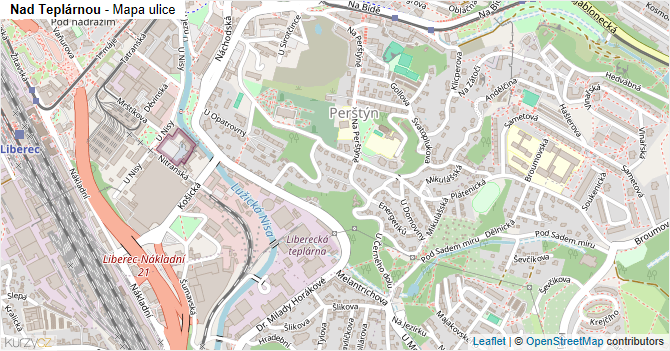 Nad Teplárnou - mapa ulice