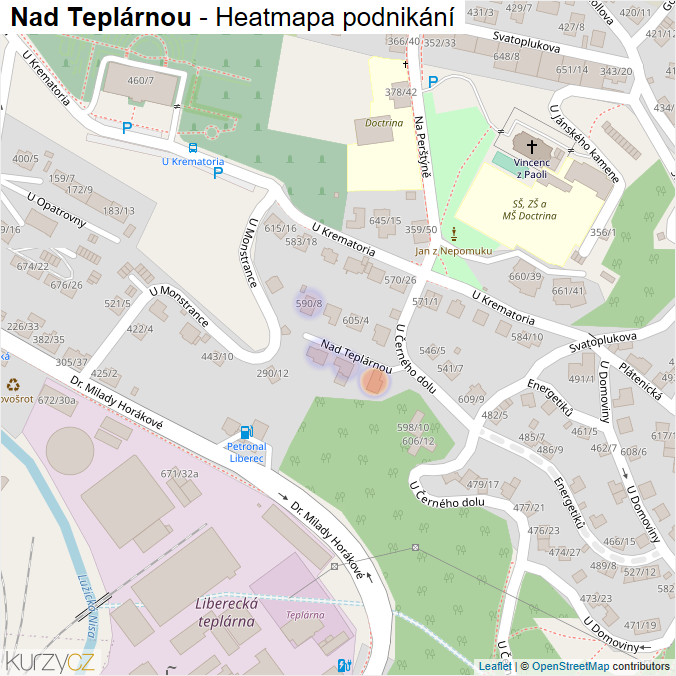 Mapa Nad Teplárnou - Firmy v ulici.