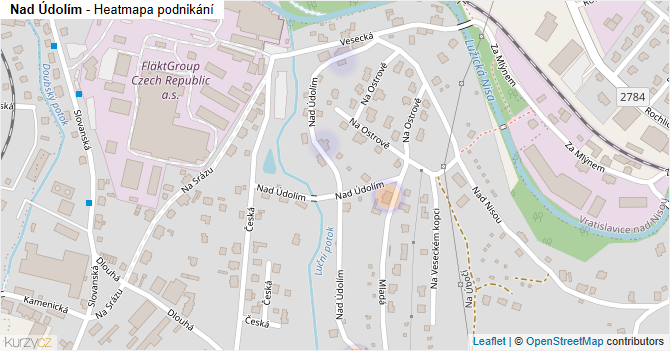 Nad Údolím - mapa podnikání