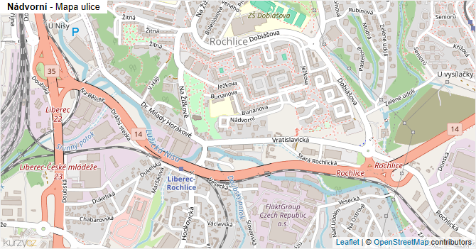 Nádvorní - mapa ulice