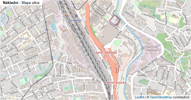 Nákladní - mapa ulice