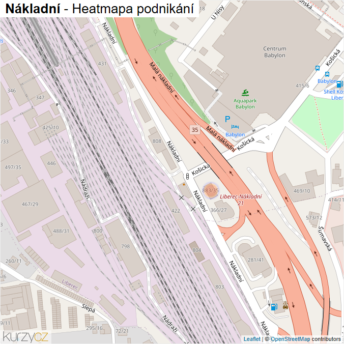 Mapa Nákladní - Firmy v ulici.