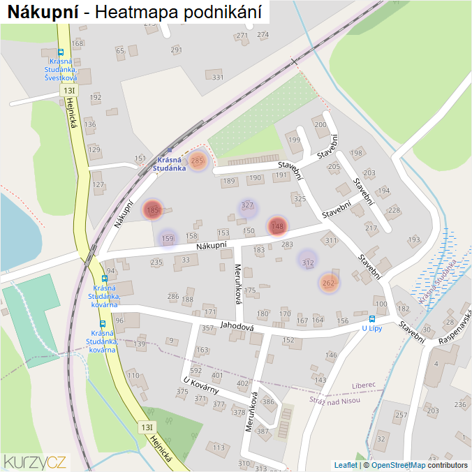 Mapa Nákupní - Firmy v ulici.