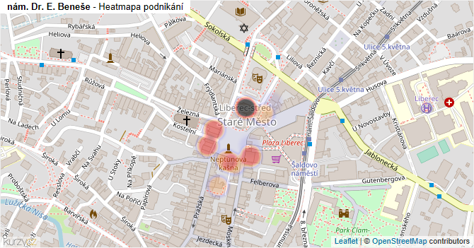 nám. Dr. E. Beneše - mapa podnikání