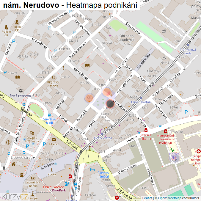 Mapa nám. Nerudovo - Firmy v ulici.