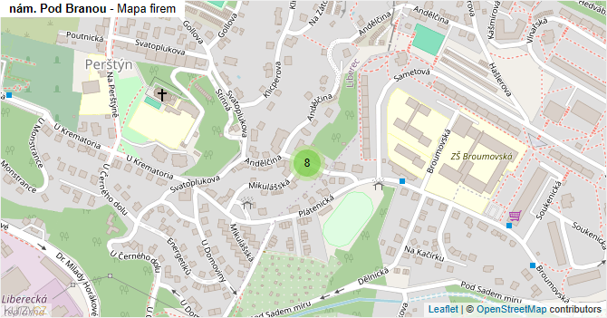 nám. Pod Branou - mapa firem