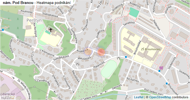 nám. Pod Branou - mapa podnikání